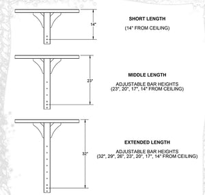 Ceiling / Wall Pull Up Bar Extended Length